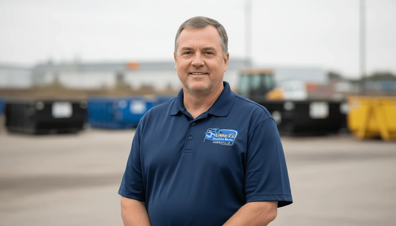 CEO photo shoot Little J's Dumpster Rental Janesville